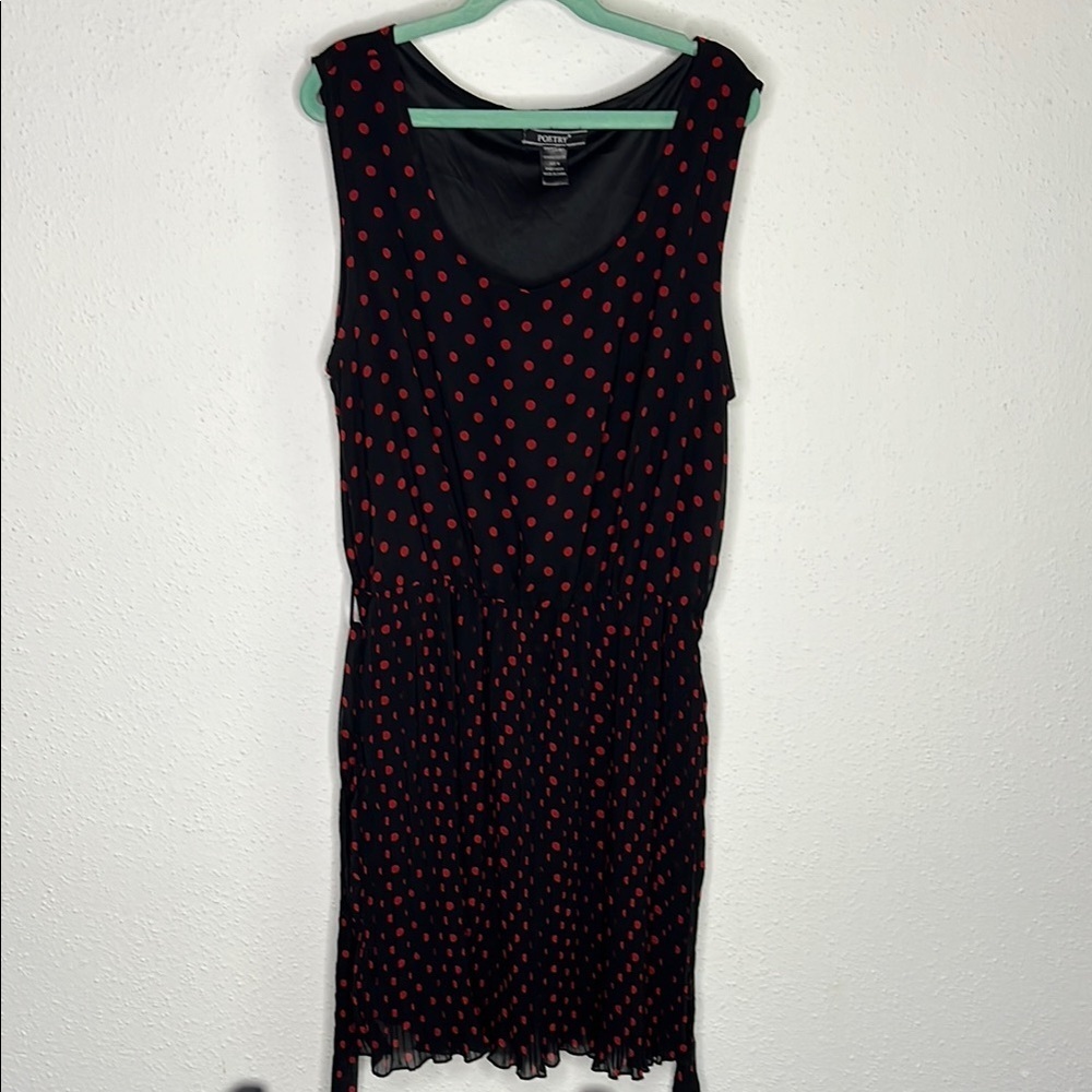 Poetry Black and Red Sleeveless Scoop Neck Midi Dress